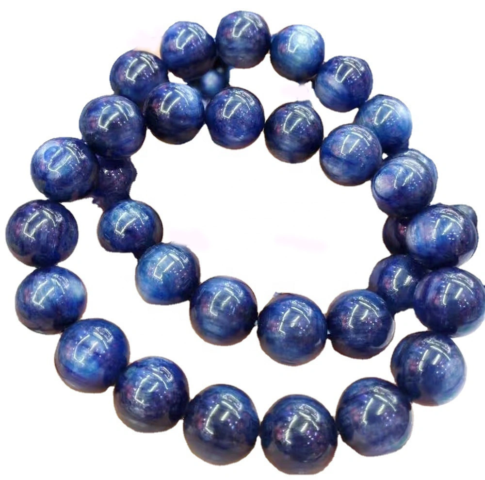 Braccialetto blu naturale Kyanite Braccialetto rotondo perline di guarigione della pietra preziosa della pietra preziosa perline allentate Braccialetto per gioielli facendo il disegno della moda 3a quali 1