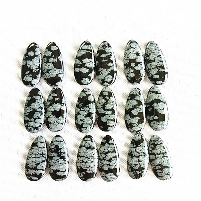 Superb Natural Snow Flake Bolake Obsidian Cabochon Pair Obstone Honeystone Hollyweley Deal Ba 1