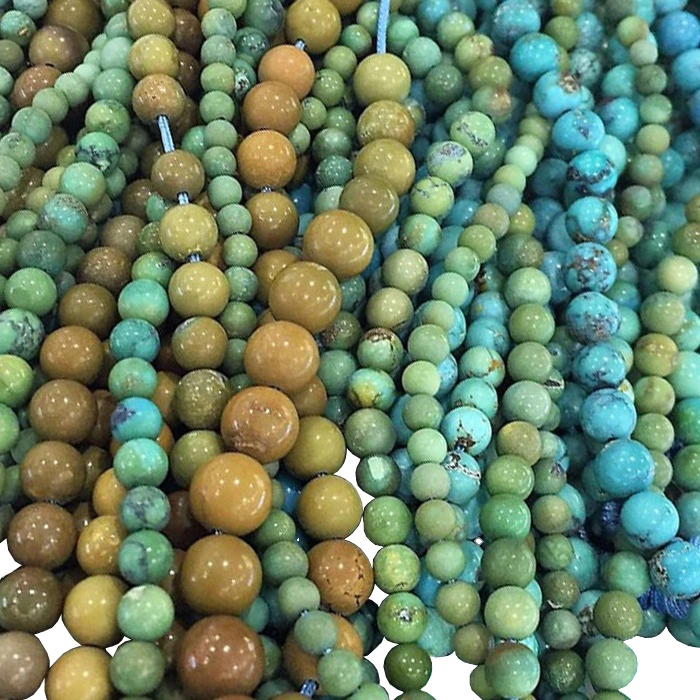 Eke Turquoise Gemstone Gem Round Loose Beads Strand maka Ime ọla 1