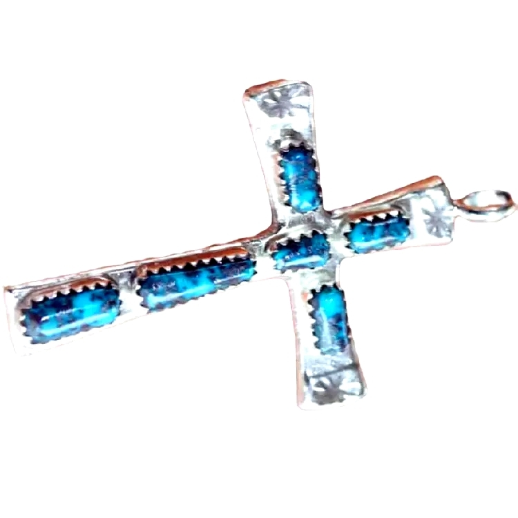 Turquoise pendant jewelry Natural Genuine turquoise cross pendant Silver plated pendant 1