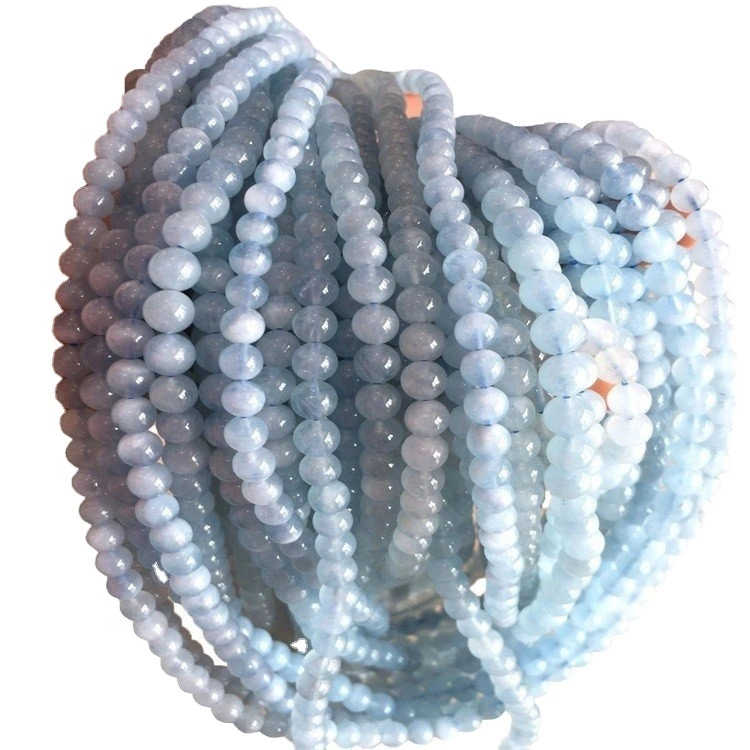 Natural Aquamarine Round Beads Energy Gemstone Loose Beads For DIY Jewelry Making 1