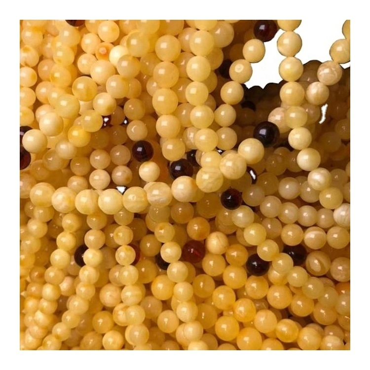 Natura Sukcena abelvakso Gemo Rondaj Malfiksaj Bidoj 40cm Plena Strand-juvelaĵo 1