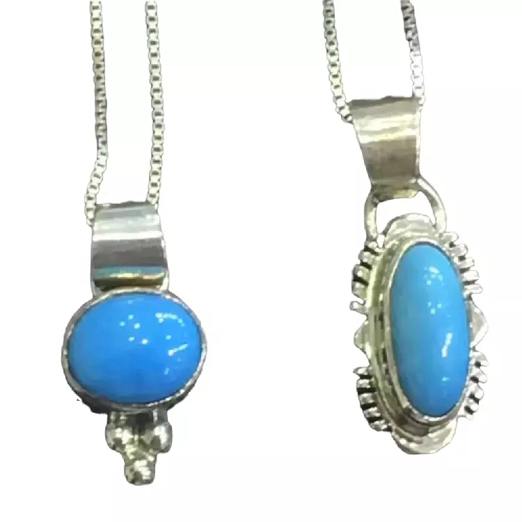 Sleeping Beauty Turquoise Natural Gemstone 925 Sterling Sølv Smykker Vedhæng 1