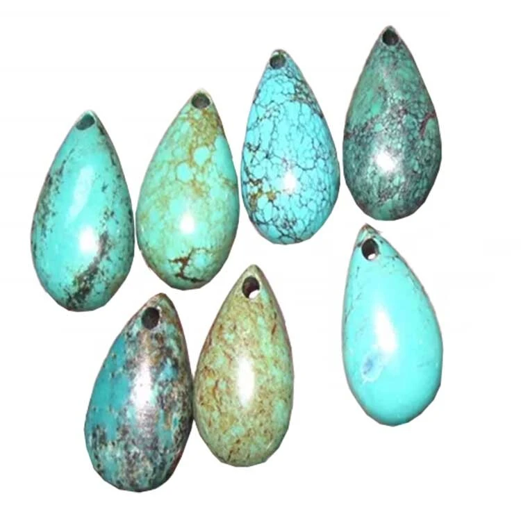 Kingman Turquoise Poire en forme de larme de cabochon Cabochon Cabochon 1