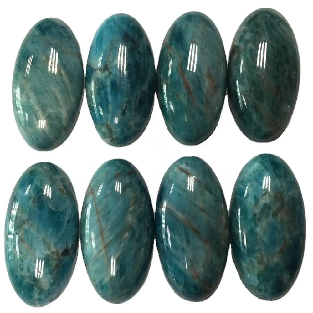 Cilësia e bukur e klasës së lartë 100% Natyrore Neon Blue Apatite Oval Forma Cabochon Gur gur i çmuar për të bërë bizhuteri 1