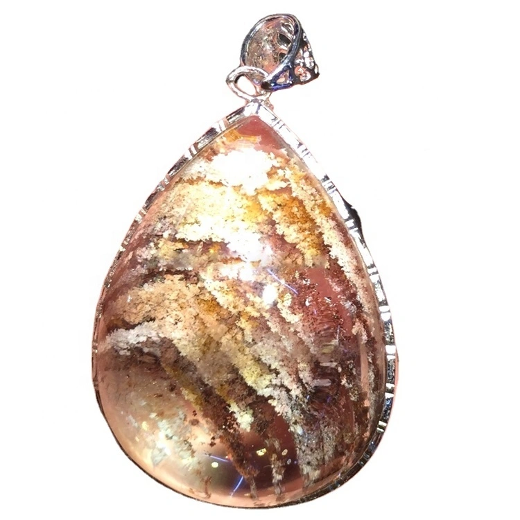 wholesale 925 silver yellow phantom natural quartz crystal pendant for sale 1