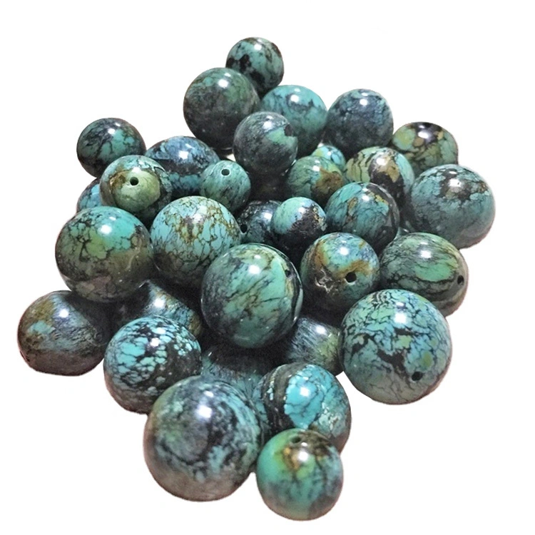 natural rough gemstone Turquoise round beads High Quality Turquoise Smooth Beads 1