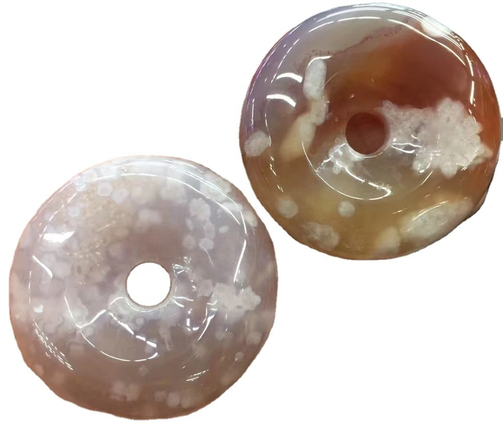 Sakura Agate Donuts shanga kufanya jumla ya asili moss agate donuts 1