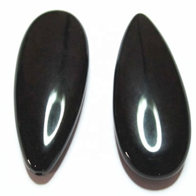Black Onyx  10x14x5mm pear shaped Black Onyx cabochon loose stones1 1