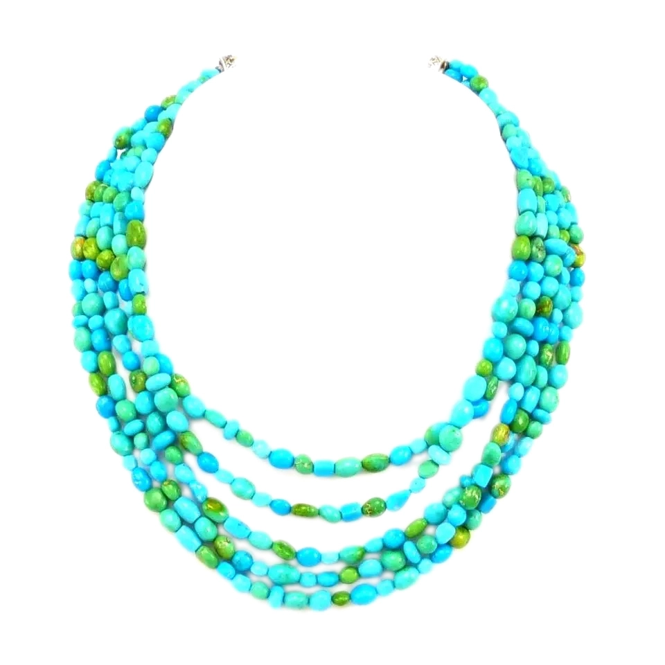 Türkis Runde Perlen Halskette Schmuck 1