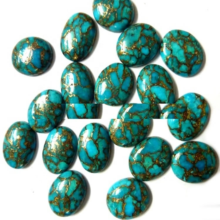 Cabochons turquoise copr y brenhinwr tywyll 1