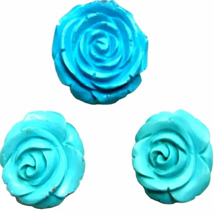 ʻO nā pōhaku makamae makamae pōhaku turquoise ʻO Rose i kālai ʻia i nā apo pepeiao pua turquoise Blue Agate pua 1