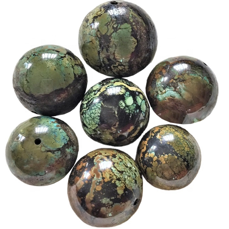 saqqal firuzəyi muncuq təbii firuzəyi gemstone aqua dəyirmi top muncuqları 1