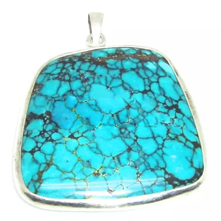 Endyen Turquoise kè Sterling Silver Pendant Fè Wholesale Genuine Turquoise Pendant Bijou 1