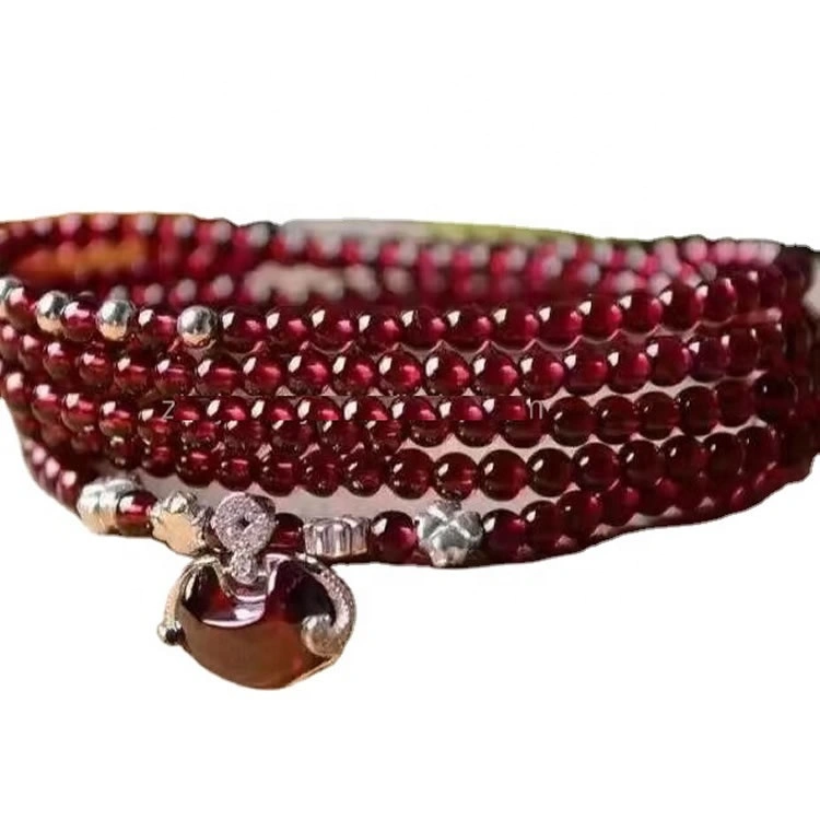 Red Garnet 925 Sterling Silver Women Geming Pulsera de piedras preciosas 1