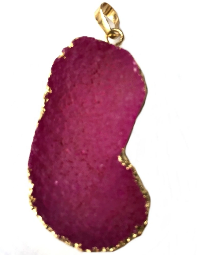 Ny Fashion Gold Plated Purple Quartz Druzy / Drusy Natural Amethyst Pendant / Halsband 1