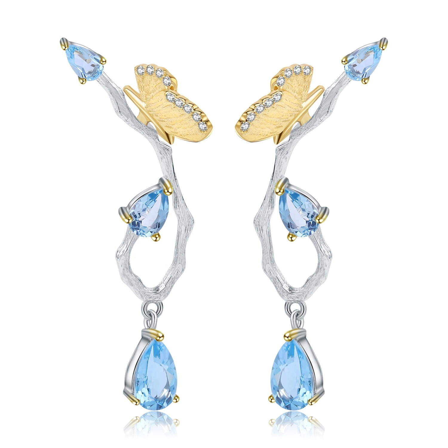 Sapphire earrings/Gold-plated earrings/925 silver earrings 1