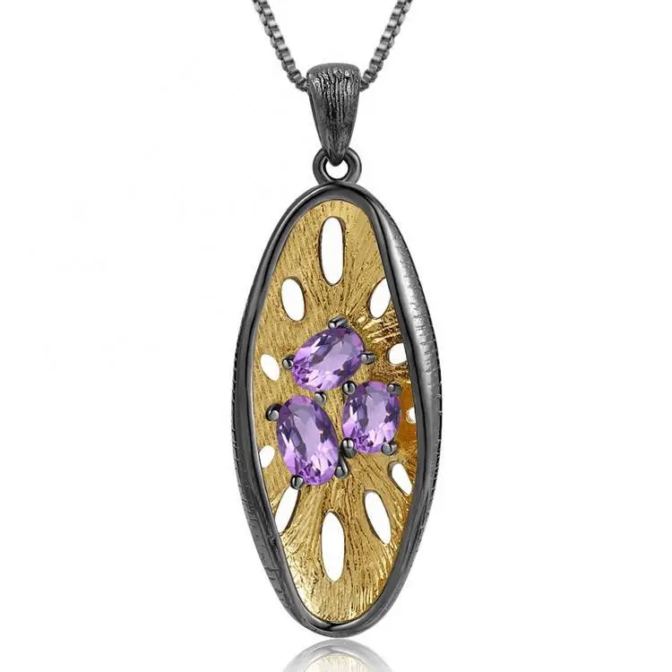 Amethyst pendant ya asili ya jiwe pendant 1