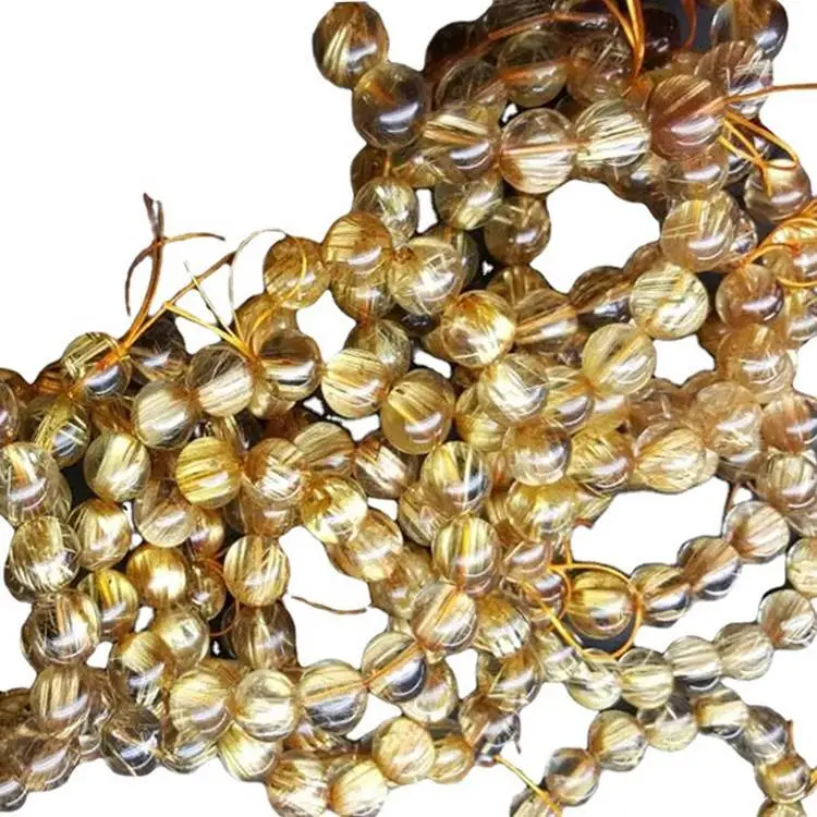 Natural Golden Rutilated Quartz Beads Bracelet Unisex jewellery Customizable jewellery 1
