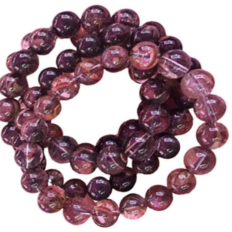 Fashion halisi Round Purple Phantom Quartz shanga laini Crystal Gems jiwe bead kwa ajili ya kujitia 1