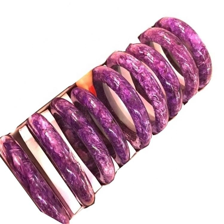 55-60 mm Diámetro interior Charoite Natural Bangle 100% Genuino Charoite Natural Jade Pulsera Lady Jade Charm Bangle Amulet Lucky 1