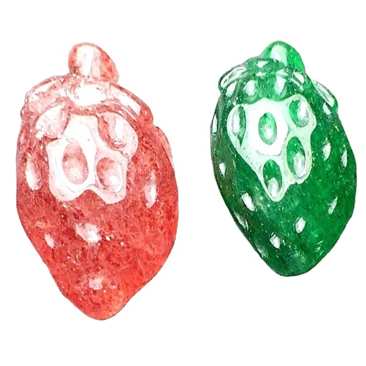 Gemstone Strawberry Quartz Diukir Bunga / Burung / Batu haiwan Buat borong 1