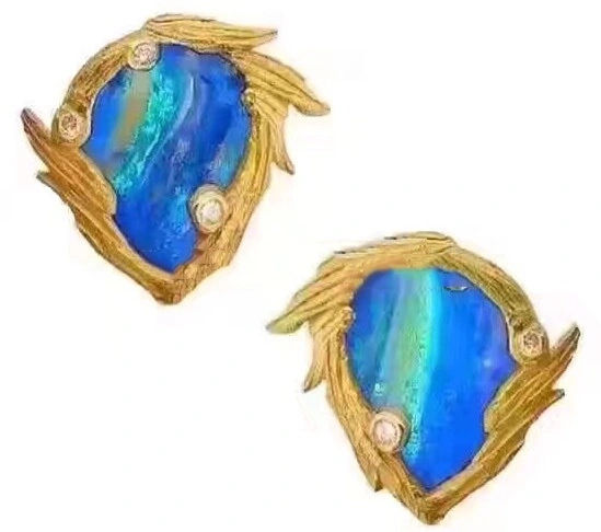 100% Bông tai bạc kim cương Opal tự nhiên 1