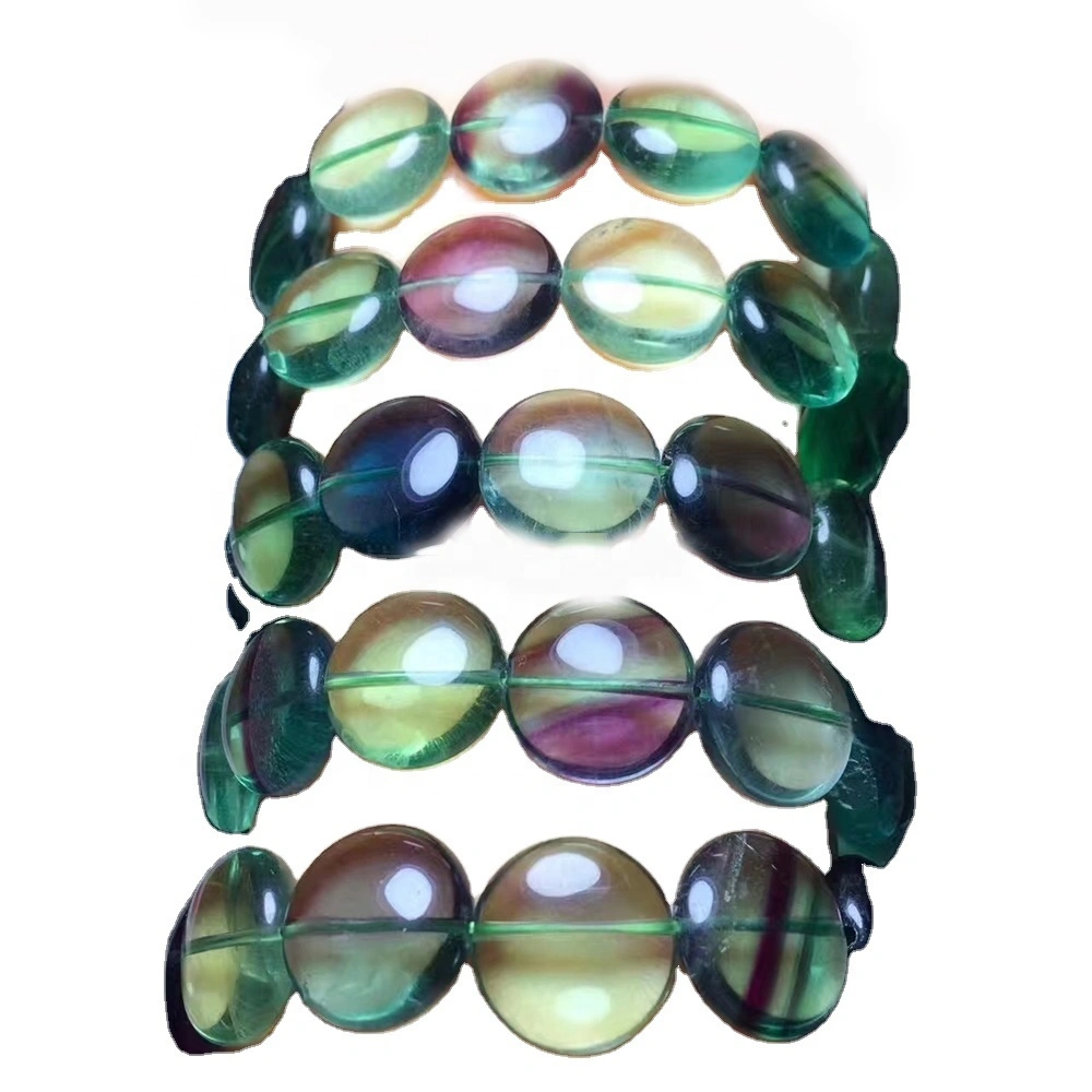 Multi Fluorit Beaded Stretch Armband Runda Vanla Ädelsten Pärlor Naturligt Armband 1