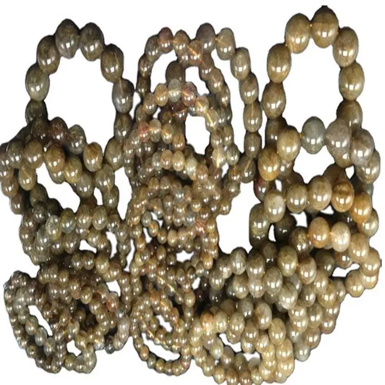 Pulseira de quartzo rutilated de cobre natural redondo redondo 1