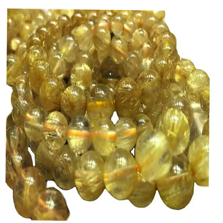 Pietra preziosa del quarzo rutilata dorata di alta qualità 6mm a 30mm Branelli rotondi Bracciali Quantità di massa Make Commercio all'ingrosso 1