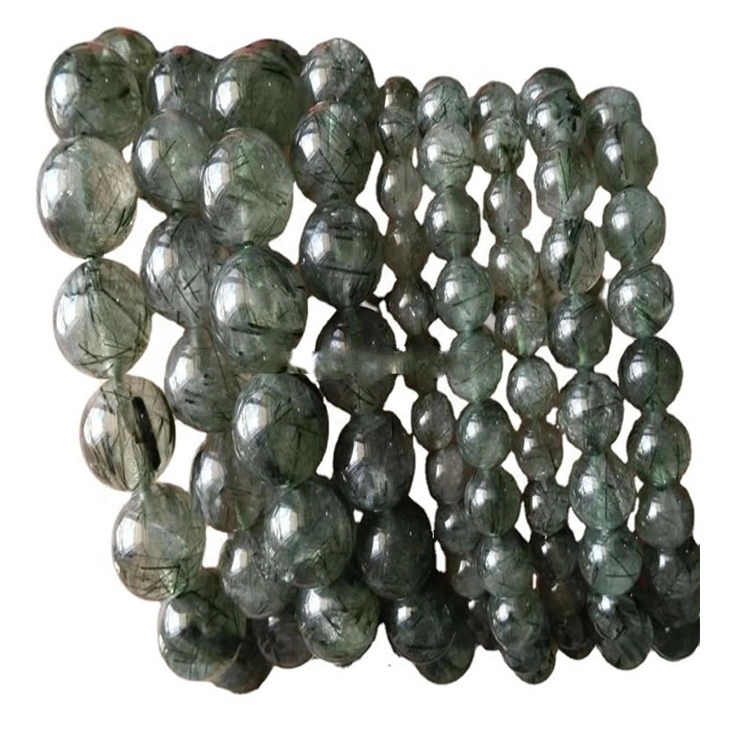 Green Rutilated Quartz round beads gelang gelang membuat borong 1