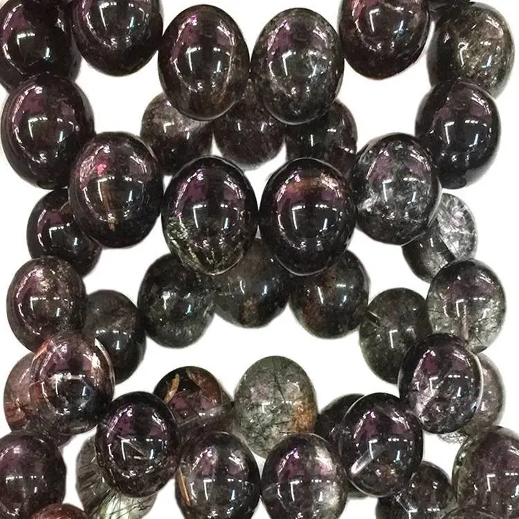 Ko te Black Rutilated Quartz Beads Beads 6mm 10mm 10mm 10mm te kounga teitei ma te pango ma te Gemtsone 15.5 Strand 1