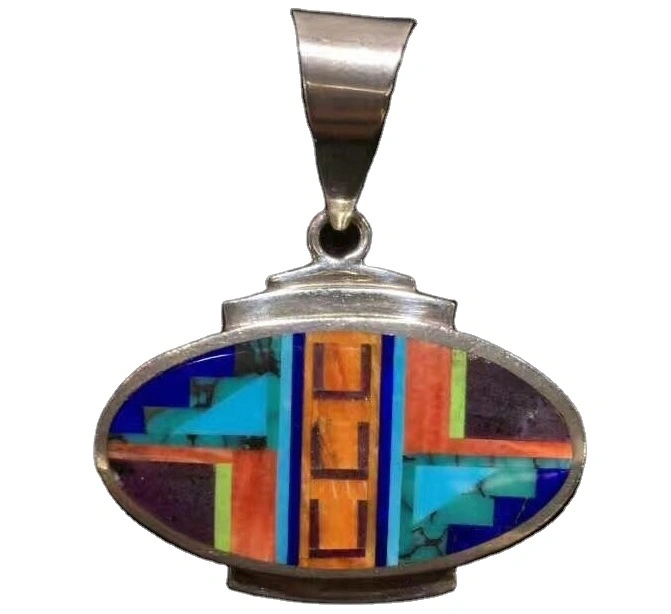 925 sterling silver natural gemstone Mosaic Cabochons Pendant jewellery 1