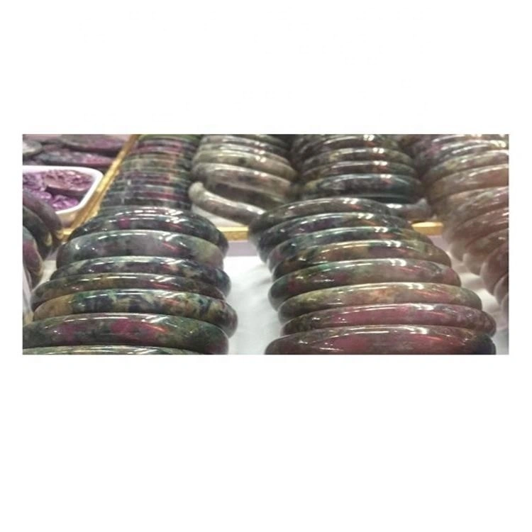 Naturalmente epidote pulseras ruby ​​zoisita brazalete raro rubí sólido zoisite brazalete brazalete 57mm hermoso color múltiple gradiente 1