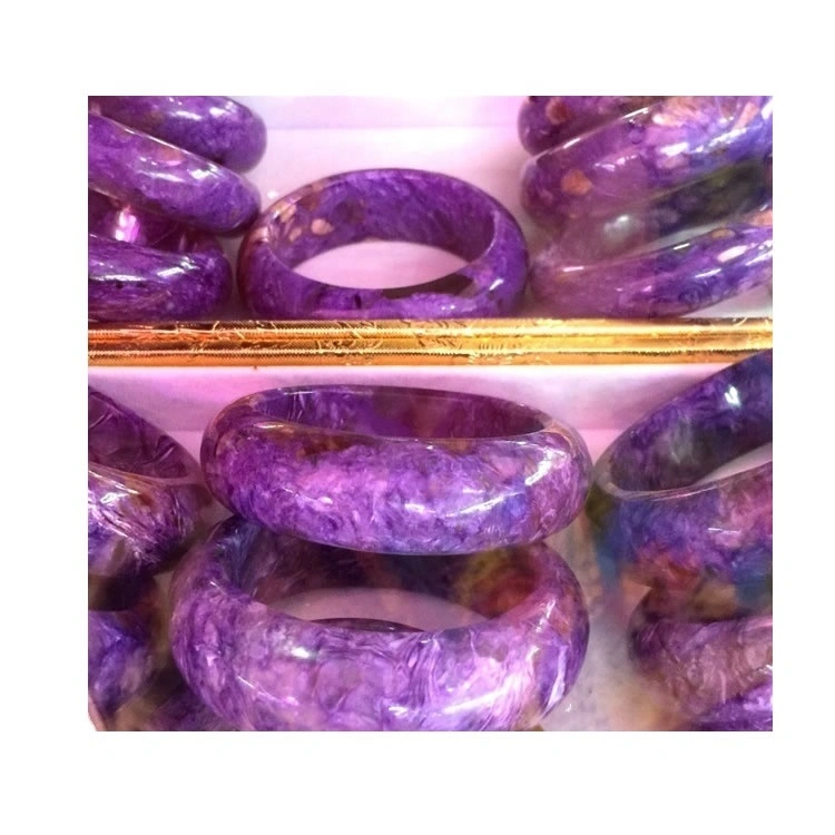 55-60mm kerek vágott Charoite nagykereskedelem Bangle Ékszer Top 53mm Természetes lila Charoite Bangle karkötő 1