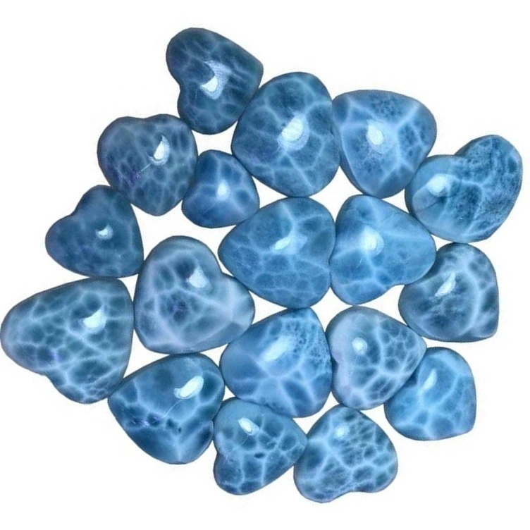 Přírodní tvar srdce Larimar Cabochon Smooth Gemstone Top Gorgeous Blue Larimar drahokam 1
