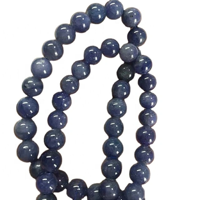 Natural Lolite Round Shape Perlur Grey Blue 3A Gemstone Strings 1