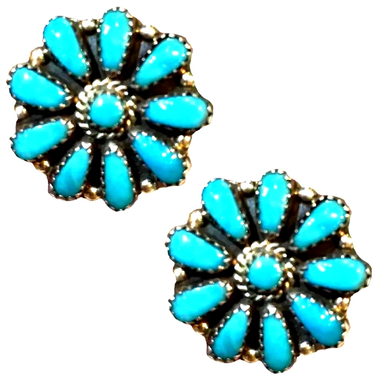 Miss Daisy Flower Natural Turquoise Ring Sterling Silver Ring Jewelry 1