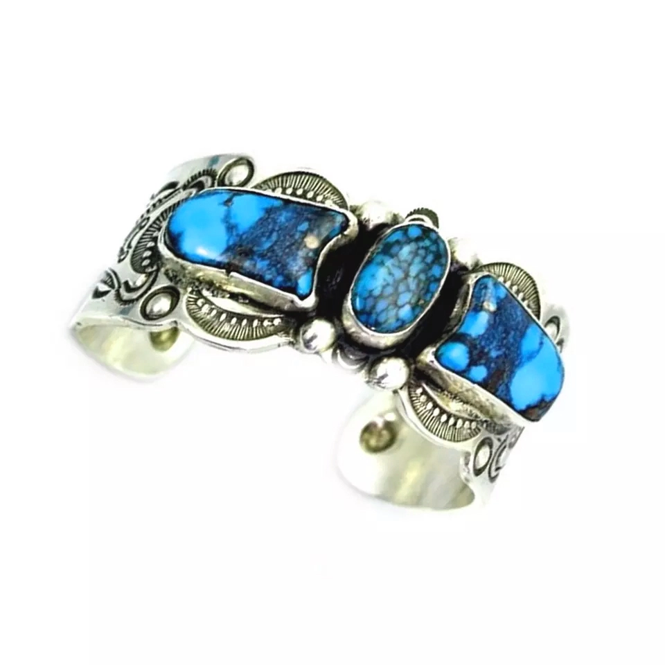 Turquoise Sterling Silver Dark Brown bangles Mens&amp;Womens Custom Sized 1