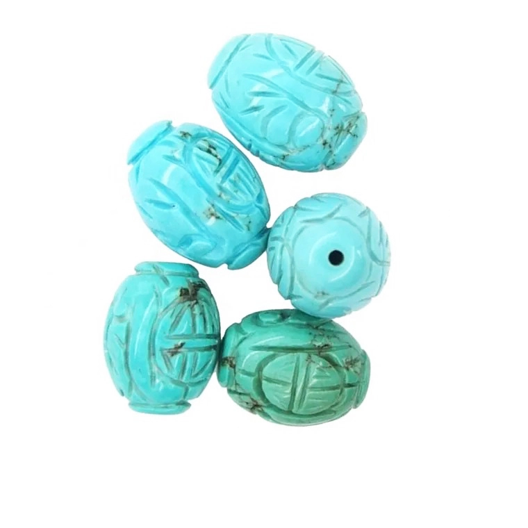 Doğal Nadiren Turkuaz Boncuk Tasarım Mücevher Yapımı için Oyma Molon Gemstone 1