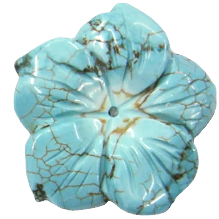 Bunga Turquoise Bunga yang diukir Turquoise Loket Bunga Manik untuk Loket Bunga Turquoise Natural 1
