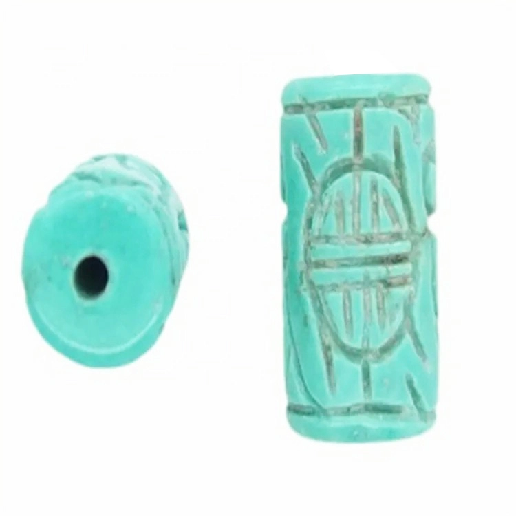 Naturalis Turquoise Handcrafted Lotos semina flore sculptos Turquoise Tube Baads Carl Gemstone 1
