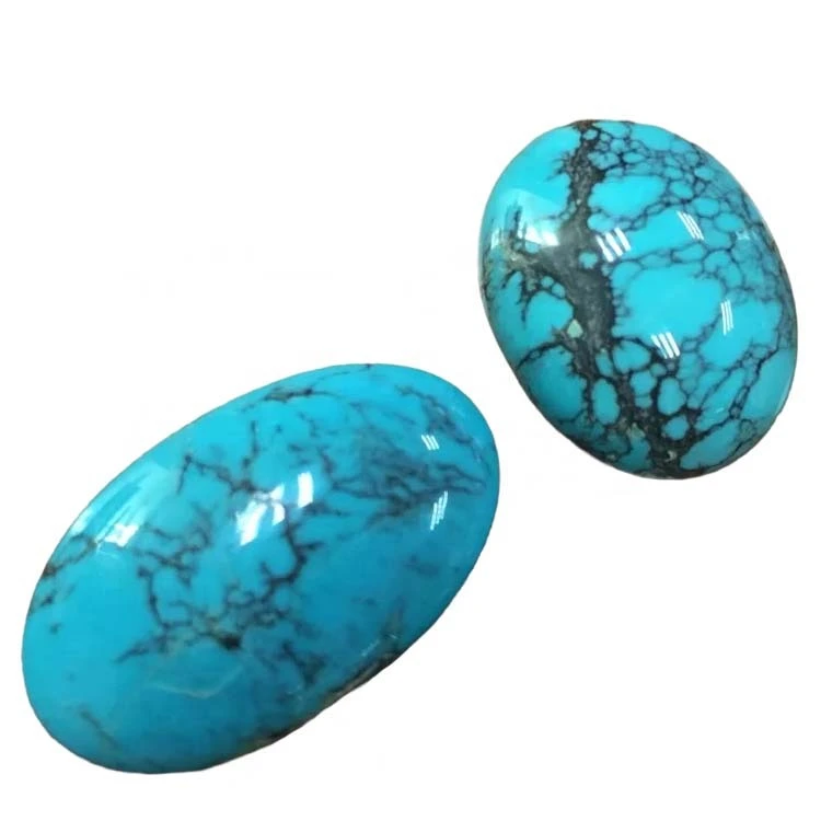 Naravna bule Color Spider Web Turquoise Cabochon Spiderweb Turquoise Black in Green Gemstone Velika Oval Cabochon 1