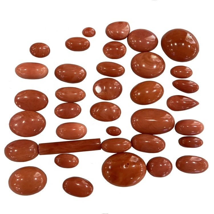 Natural Orange Coral Pear Short Oval Shape Round Shape Smooth Cabochon Gemstone 1