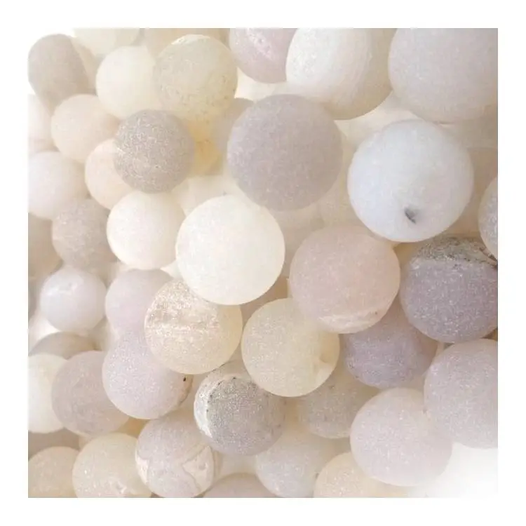 Perlas de ágata blanca Piedra preciosa natural Ronda 6mm 8mm 10mm 16 Strand 1