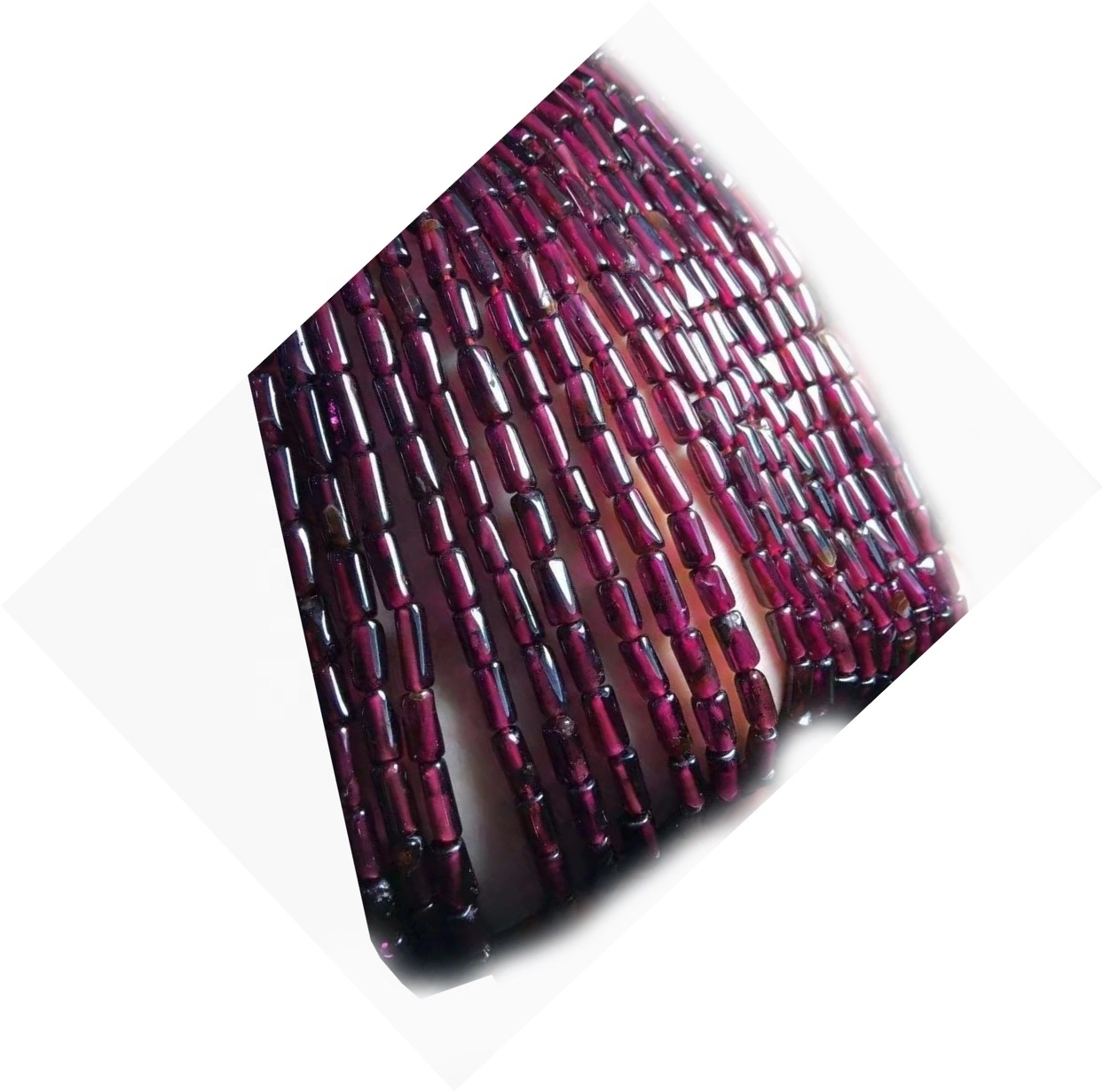 Garnet laini tube shanga asili nyekundu garnet pande zote shanga. 1