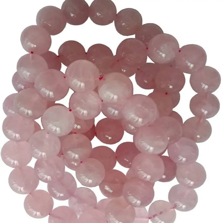 Braccialetti con pietre preziose rare 14mm naturale perline di quarzo rosa braccialetto gioielli elastici 1