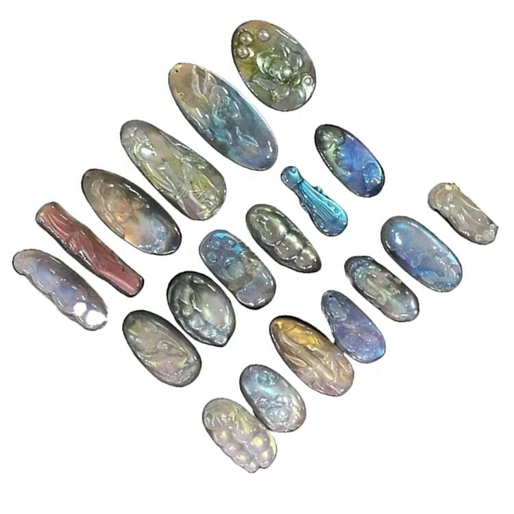 Diferentes tamanho semiprecioso Gemstone labradorite crânios escultura 1