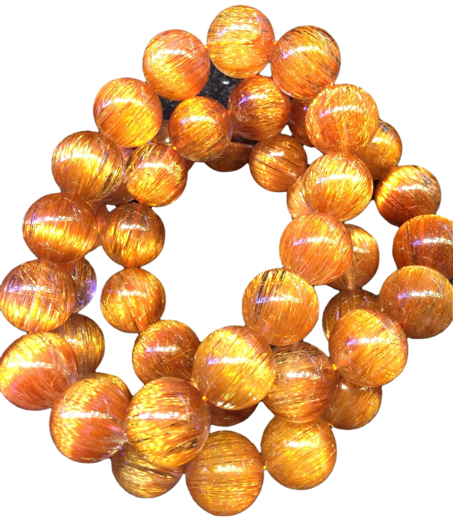 Natural Copper Rutilated Quartz round beads bracelet Unisex Bracelets Customizable bracelet 1