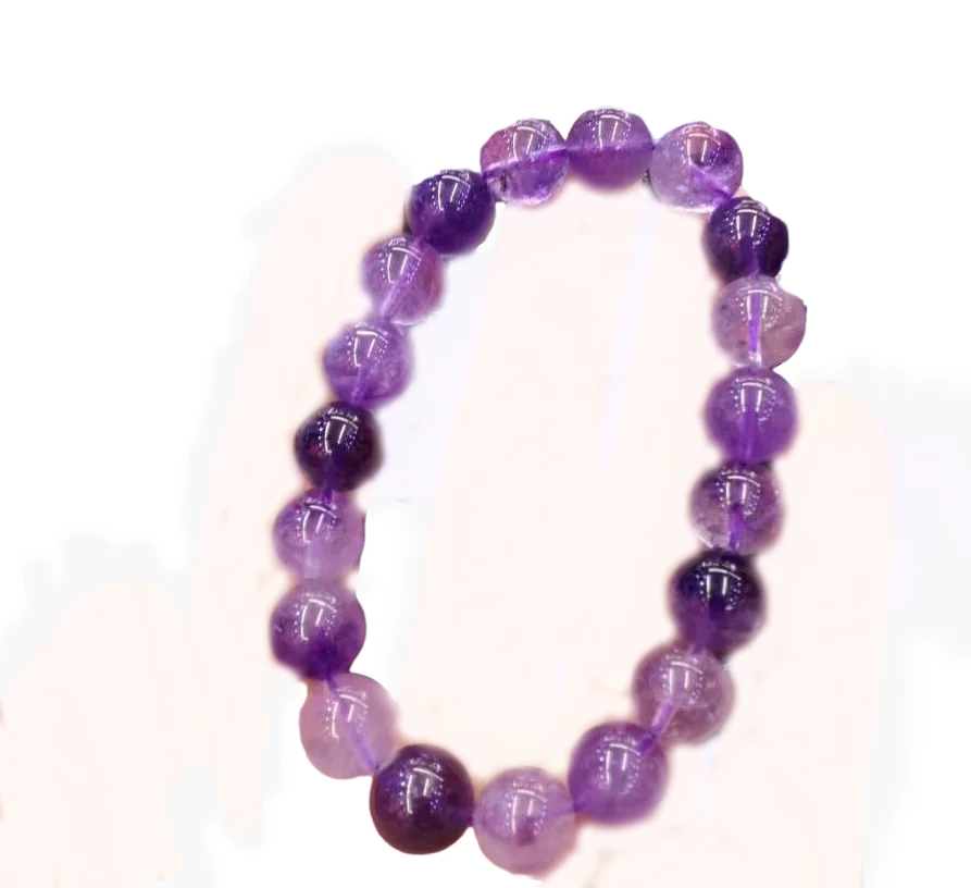 bekk A gæða náttúrulegt ametist Round Perlur Unisex skartgripir Sérhannaðar armbönd 1